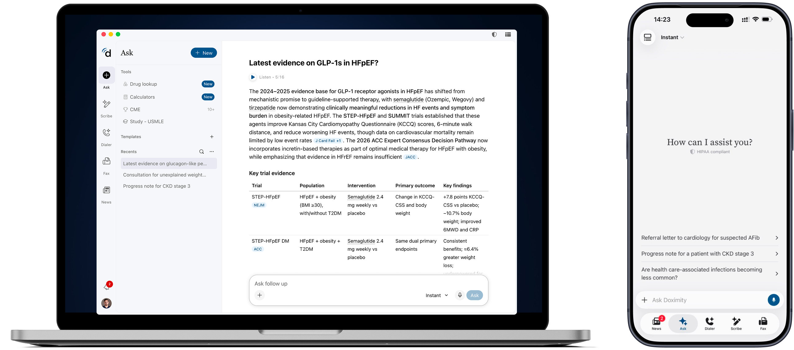 Doximity Ask open on desktop and mobile